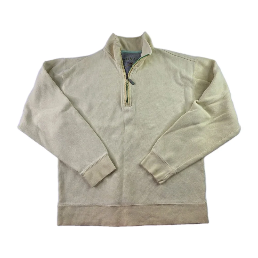 Orvis Mock Neck 1/4 Zip Sweater Pale Yellow Women's Size Medium